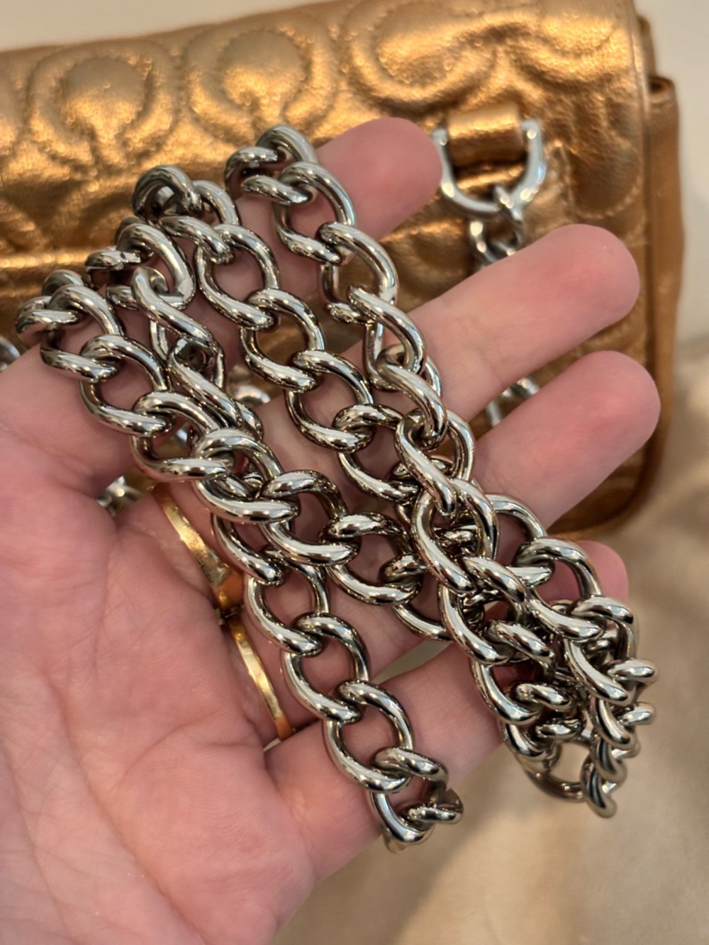 COACH Madison Metallic Leather Chain Mini Bag (Style #42727) - Picture 9 of 16